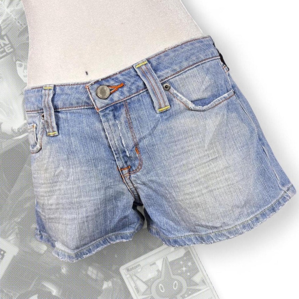 Vintage Hippie Y2K Babydoll Mini Micro Denim Jean Shorts Blue 28